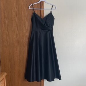 ABS Allen Schwartz Black Midi Dress with Spaghetti Straps